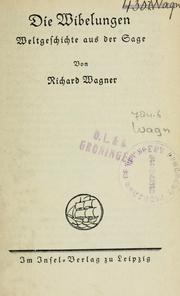 Cover of: Die Wibelungen by Richard Wagner