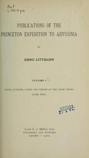 Cover of: Publications of the Princeton Expedition to Abyssinia by Enno Littmann