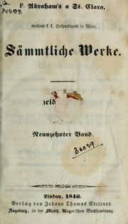 Cover of: Sämmtliche Werke by Abraham a Sancta Clara