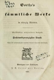 Cover of: Sämtliche Werke in vierzig Bänden. by Johann Wolfgang von Goethe
