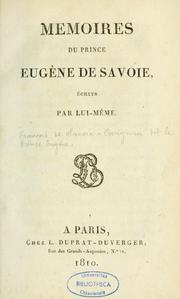 Cover of: Mémoires du prince Eugène de Savoie