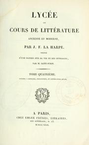 Cover of: Lycée, ou, Cours de littérature ancienne et moderne