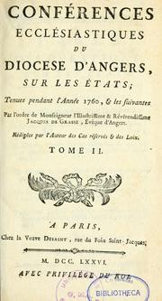 Cover of: Conférences ecclésiastiques du diocèse d'Angers: tenues dans les années 1709 à 1760 et les suivantes