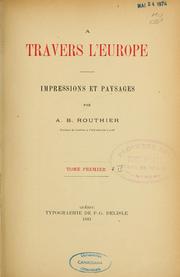Cover of: A travers l'Europe; impressions et paysages.