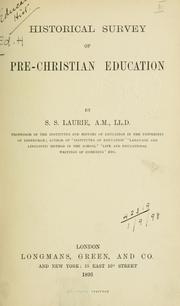 Cover of: Historical survey of pre-Christian education