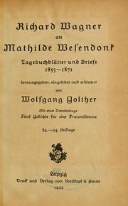 Richard Wagner an Mathilde Wesendonk by Richard Wagner