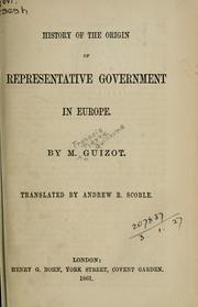 Cover of: History of the origin of representative government in Europe