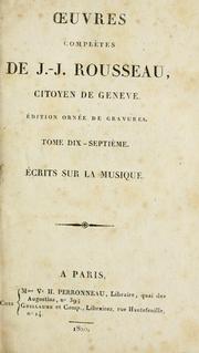 Cover of: Ecrits sur la musique by Jean-Jacques Rousseau