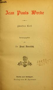 Cover of: Jean Pauls Werke by Jean Paul