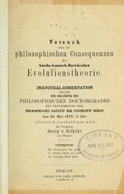 Versuch über die philosophischen Consequenzen der Goethe-Lamarck-Darwin'schen Evolutionstheorie by Georg von Giycki