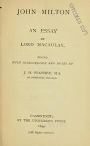 Cover of: John Milton: an essay