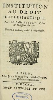 Cover of: Institution au droit ecclésiastique