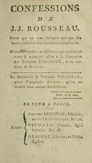 Cover of: Confessions de J.J. Rousseau by Jean-Jacques Rousseau