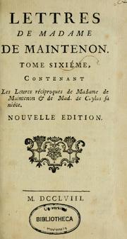 Cover of: Lettres de Madame de Maintenon ...