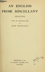 Cover of: An English prose miscellany by John Masefield, John Masefield