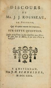 Cover of: Discours by Jean-Jacques Rousseau