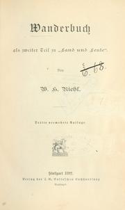 Cover of: Wanderbuch by Wilhelm Heinrich Riehl