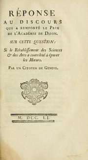 Cover of: Réponse au Discours qui a remporté le prix de l'Académie de Dijon by Stanisław I Leszczyński King of Poland
