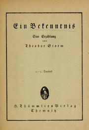 Cover of: Ein Bekenntnis: eine Erzählung