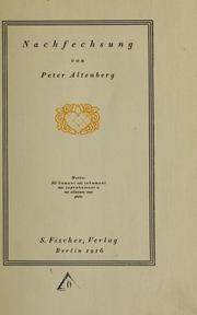 Cover of: Nachfechsung by Peter Altenberg