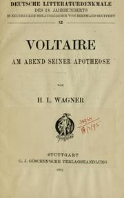 Cover of: Voltaire am Abend seiner Apotheose: [Hrsg. von B. Seuffert]