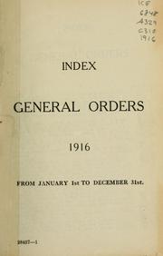 Cover of: General orders ... by Canada. Dept. of Militia and Defence