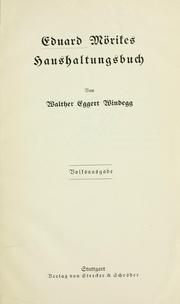 Cover of: Eduard Mörikes Haushaltungsbuch