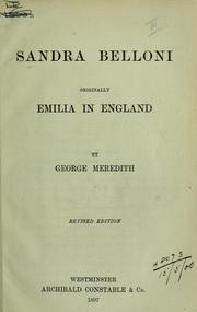 Cover of: Sandra Belloni: originally Emilia in England