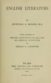 Cover of: English literature: With chapters on English literature, 1832-1892, and on American literature