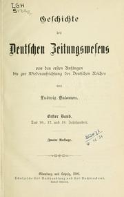 Cover of: Geschichte des deutschen Zeitungswesens by Ludwig Salomon