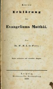 Cover of: Kurze Erklärung des Evangeliums Matthäi