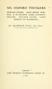 Cover of: Six Oxford thinkers by Algernon Cecil, Algernon Cecil