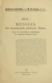 Messias, der kommende jüdische Mann by Marinus de Jonge