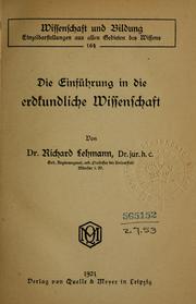Cover of: Die Einführung in die erdkundliche Wissenschaft