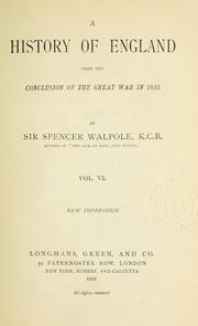 Cover of: A history of England from the conclusion of the great war in 1815