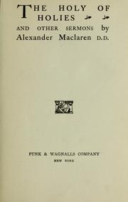 Cover of: The holy of holies by Alexander Maclaren