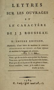 Cover of: Lettres sur les ouvrages et le caractère de J.J. Rousseau