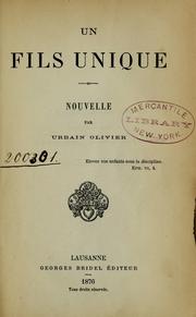 Cover of: Un fils unique: nouvelle