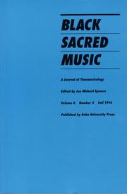 Cover of: Black Sacred Music: A Journal Of Thermomusicology