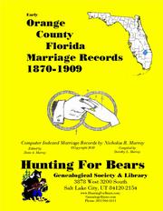 Cover of: Early Orange County Florida Marriage Records 1870-1909