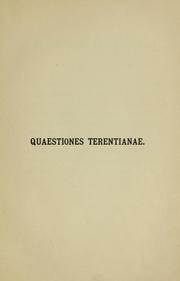 Quaestiones Terentianae by Peter Adrian Sipkema