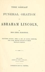 Cover of: great funeral oration on Abraham Lincoln