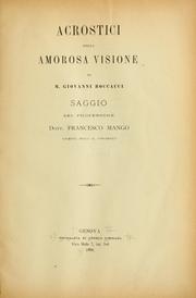 Cover of: Acrostici della amorosa visione