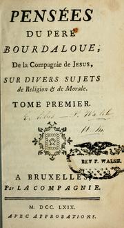 Cover of: Pensées du Père Bourdaloue by Louis Bourdaloue