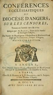 Cover of: Conférences ecclésiastiques du Diocèse d'Angers by 