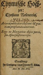 Cover of: Chymische Hochzeit