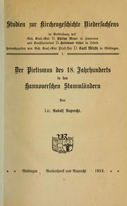 Cover of: Der Pietismus des 18. Jahrhunderts in den Hannoverschen Stammländern by Rudolf Ruprecht