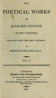 Cover of: The poetical works by Glover, Richard