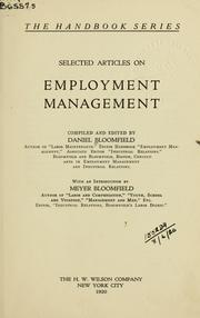Cover of: Selected articles on employment management by Daniel Bloomfield