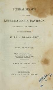 Cover of: Poetical remains of the late Lucretia Maria Davidson